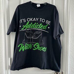 Port & Company 2XL Black Addicted With Shoes Graphic T-Shirt
